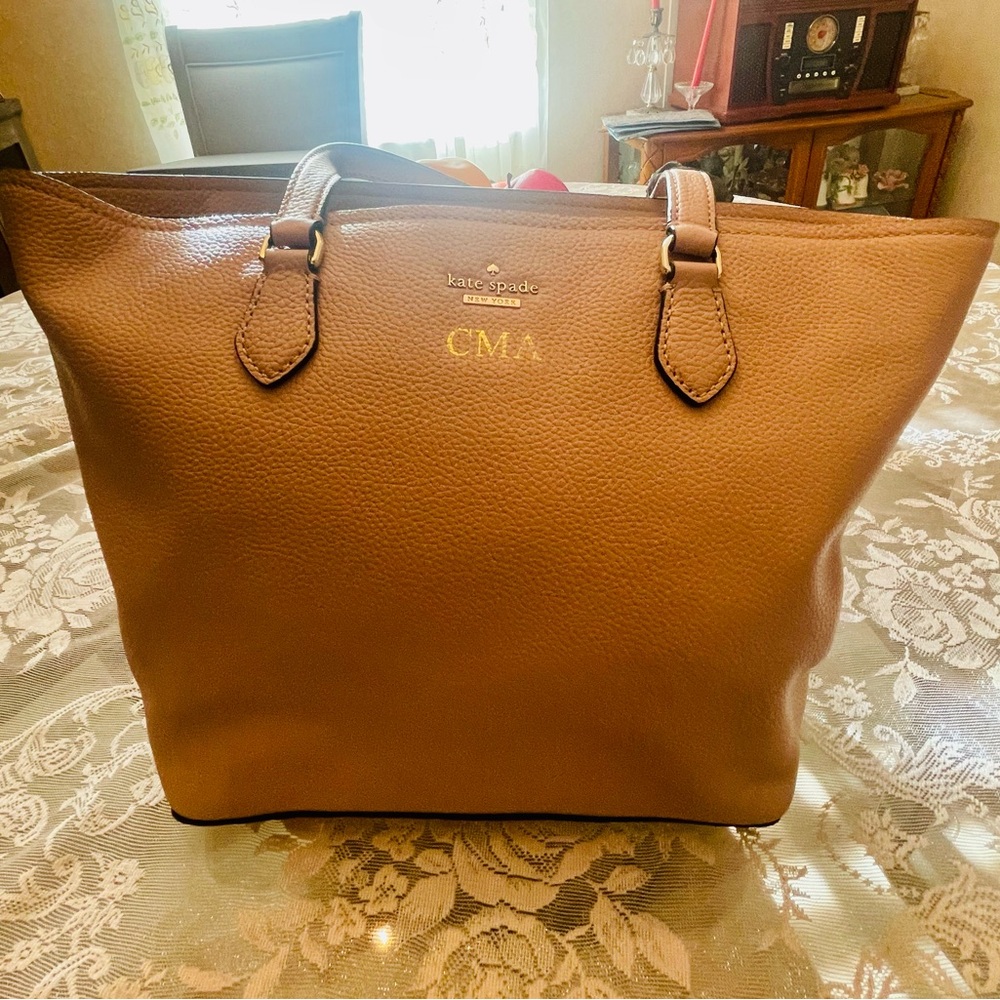 Kate Spade Blush Pink/ Tan Leather Tote Bag